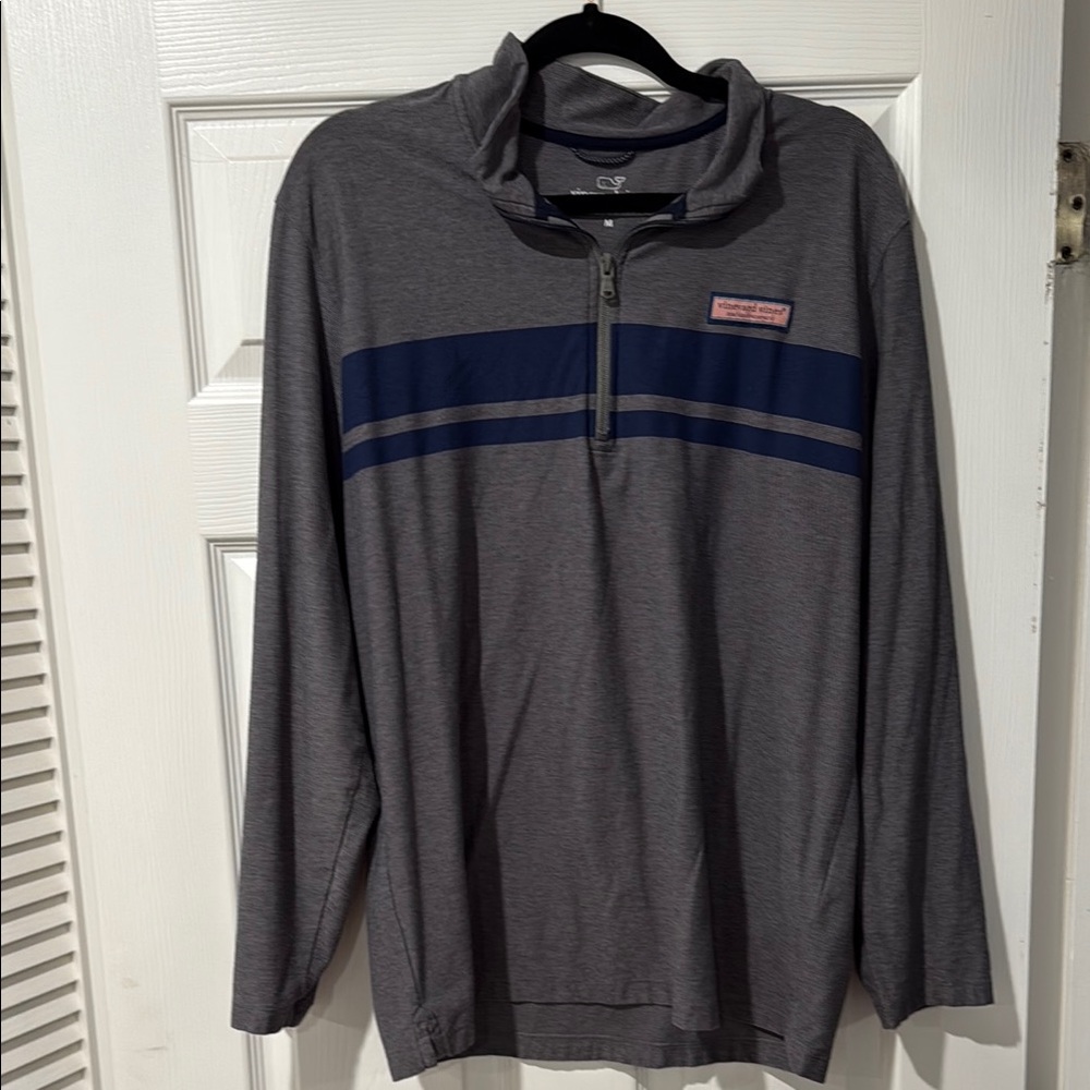 Gray and Navy Quarter-Zip Pullover